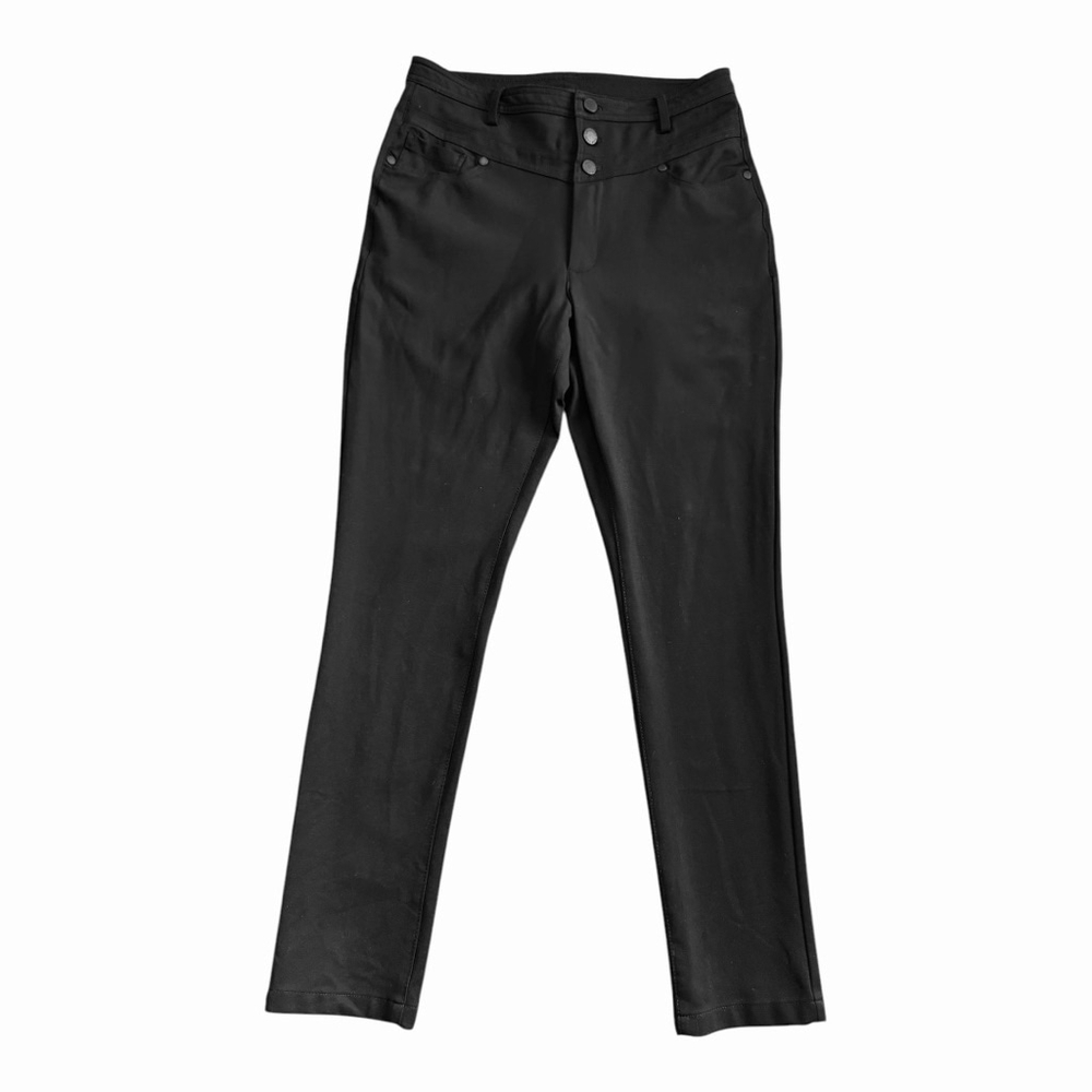 Karl Lagerfeld Paris Women's High Waisted Button Fly Black Ankle Pants 8 - Picture 2 of 11